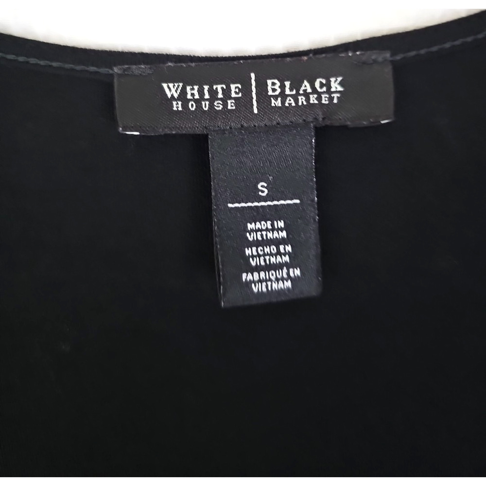White House Black Market ~Woman Size S~ Black Stretch Top Shirt Short Sleeve. - Picture 6 of 11